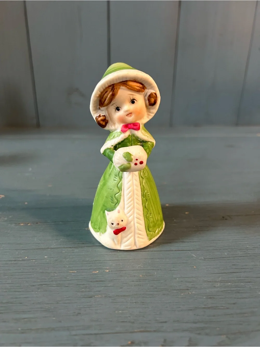 JASCO Vintage 1978 Merri Bells Bisque Porcelain Girl Holiday Decor w/Cat